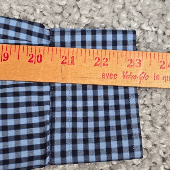 Eton Men Gingham Plaid Dress Shirt Size‎ Large Blue Business Office Workwear - Picture 12 of 14